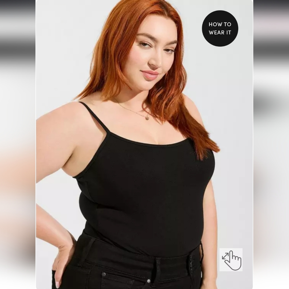 Torrid Foxy Cami: Black Fitted Camisole Sleeveless Top